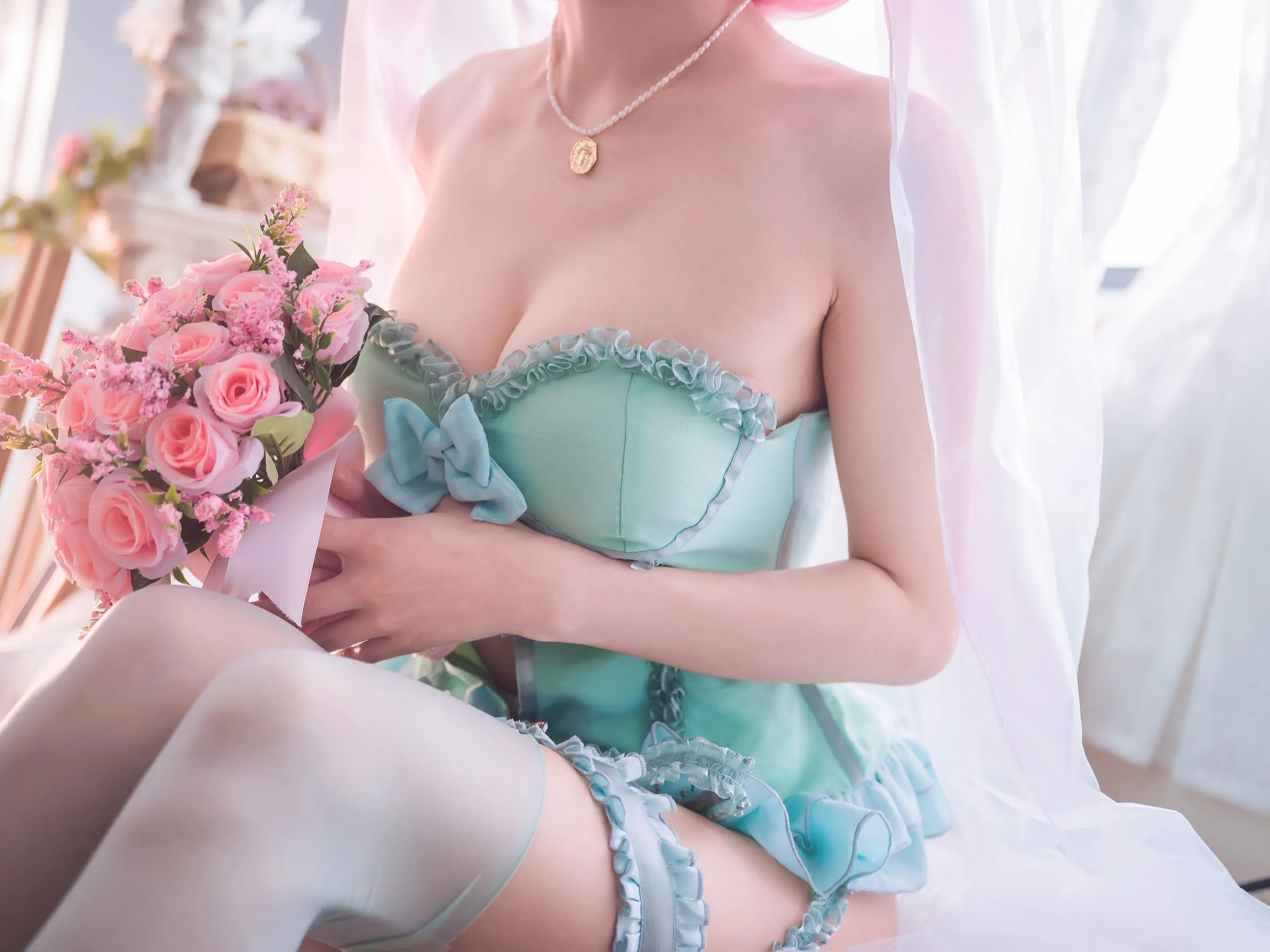阿包也是兔娘 – NO.81 梦梦 婚纱内衣 [34P]插图9